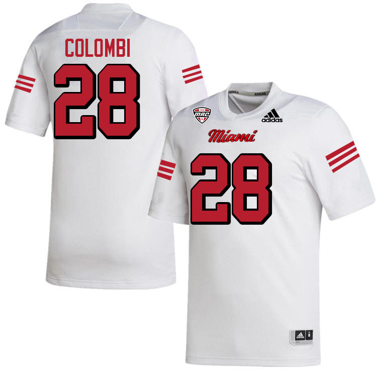 Miami University Redhawks #28 Leo Colombi College Football Jerseys Stitched-White